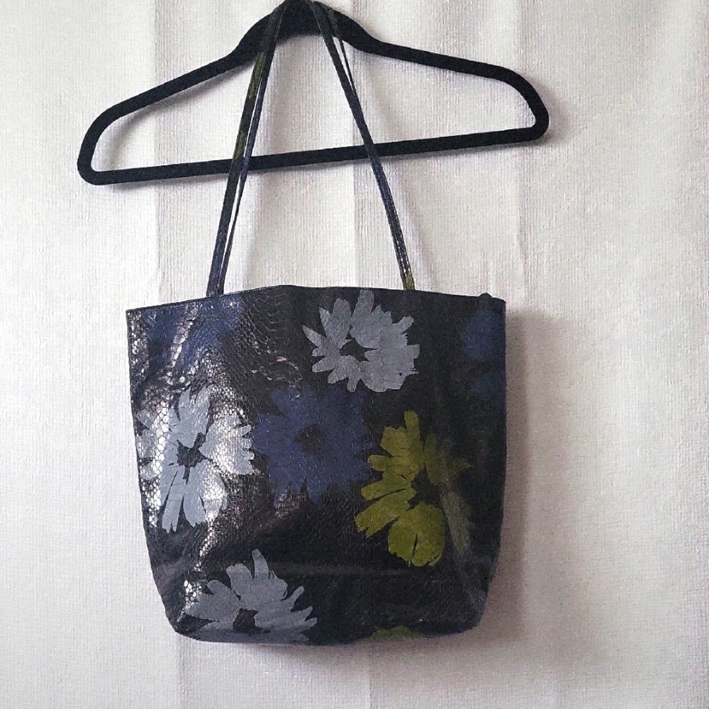 Falchi Vintage Hippie Faux snake Floral Shoulder Tote Purse